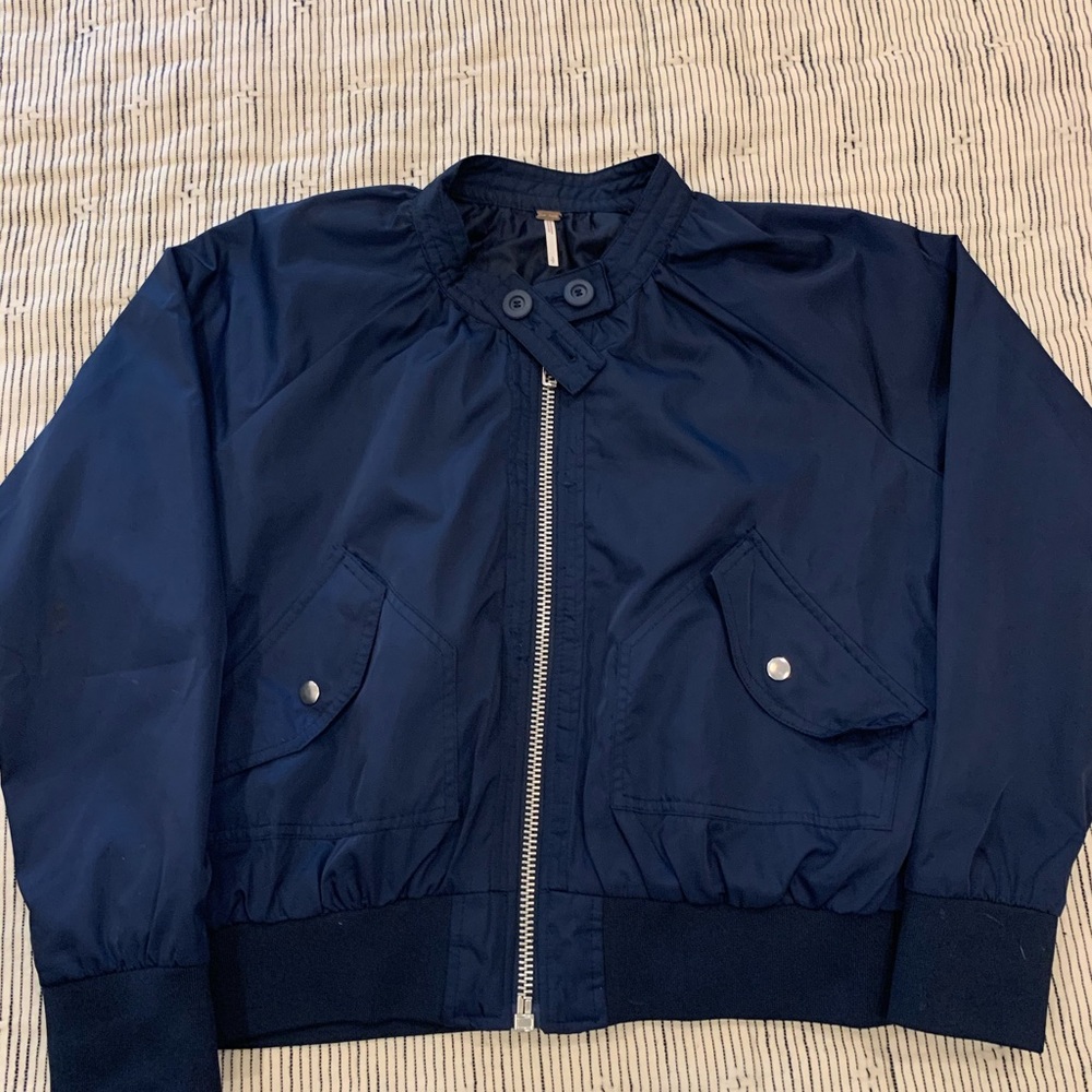 Free People Navy Bomber Jacket